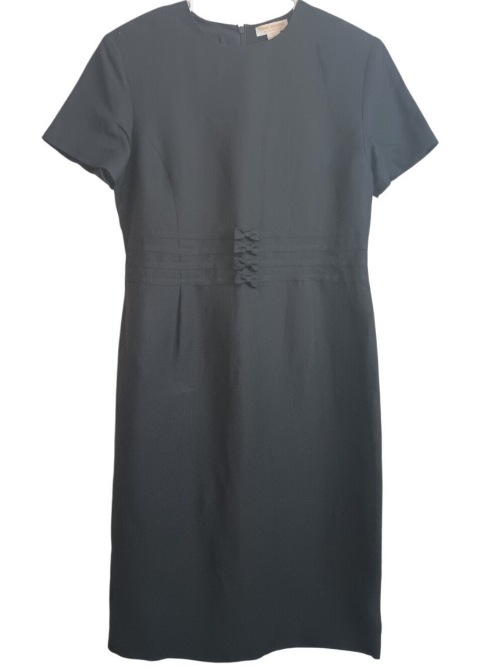 Brooks Brothers Linen Black Sheath Dress With Bow Accents